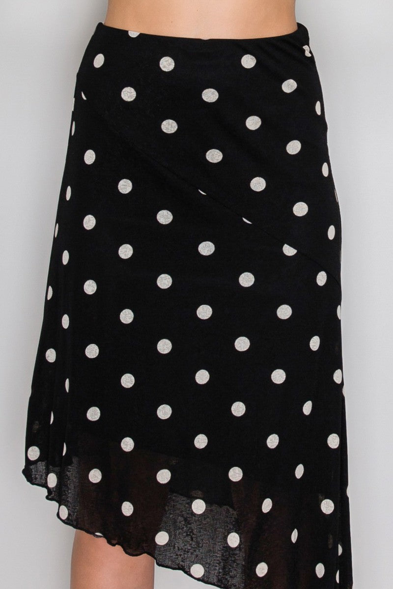 SKT 1089 - Asymmetrical Hem Dotted Skirt