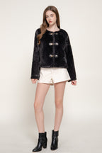 JCT 046 - Long Sleeve Round Neck Faux Fur Jacket