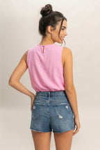 DT 1933 - Sand Washed Sleeveless Crop Top
