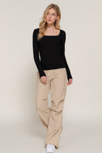 CT 2859 - Square Neck Double Layer Knit Top