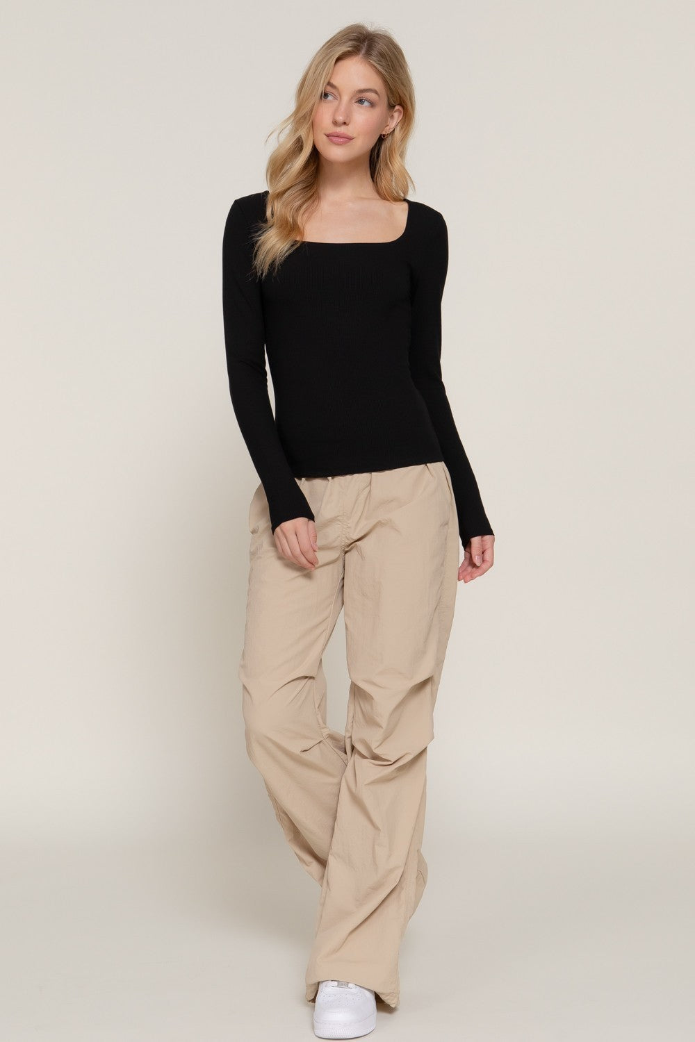 CT 2859 - Square Neck Double Layer Knit Top