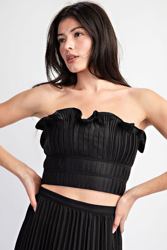 SET 036 - Pleated Satin Tube Top