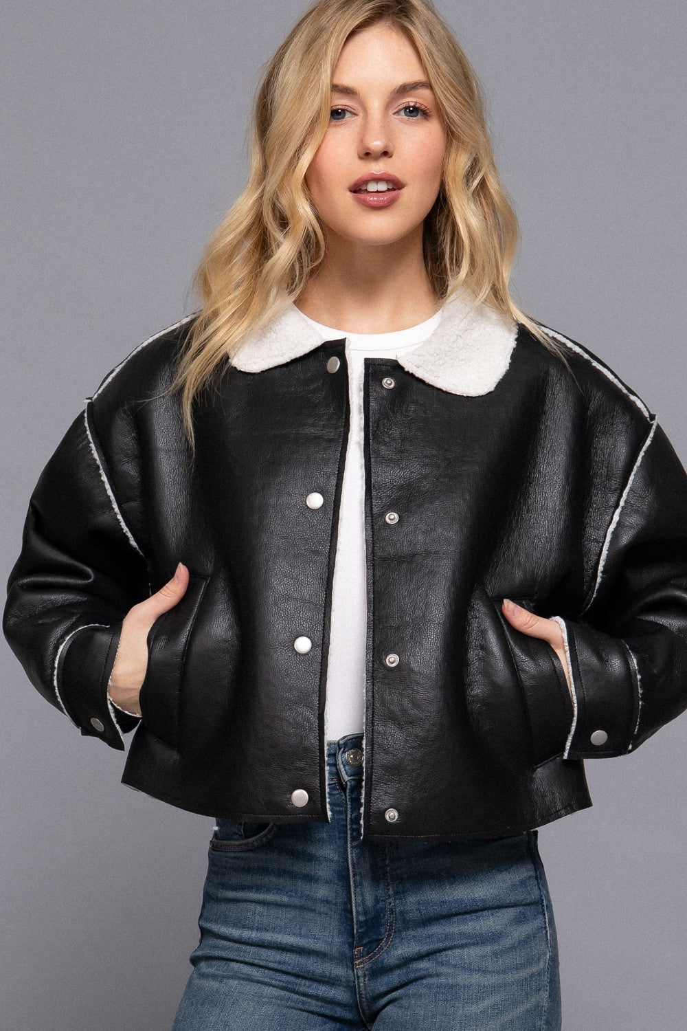 JCT 044 - Faux Leather Fur Lined Jacket