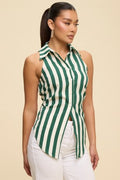 DT 1927 - Striped Sleeveless Button Top