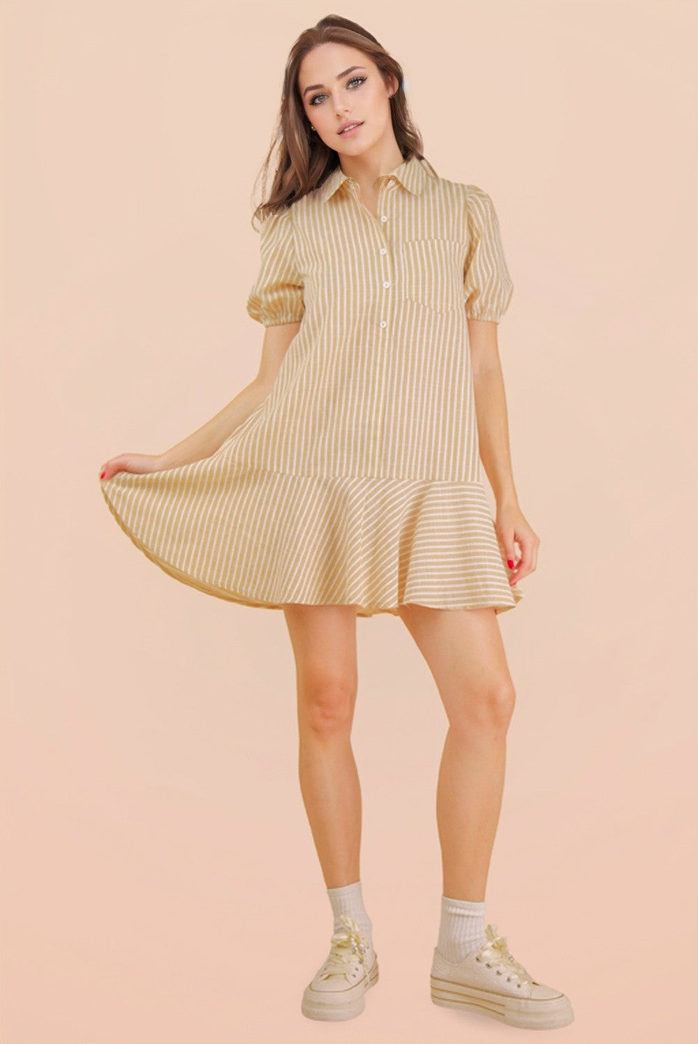 CD 3758 - Puff Sleeve Shirt Dress
