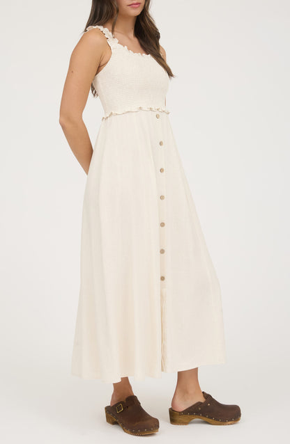 DD 1398 - Smocked Button Down Midi Dress
