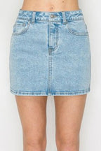 SKT 1070 - A Line Denim Mini Skirt