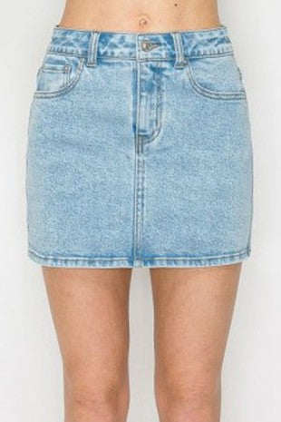 SKT 1070 - A Line Denim Mini Skirt