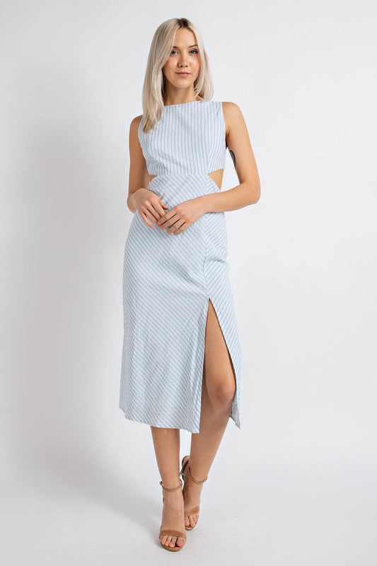 LD 626 - Striped Sleeveless Midi Dress