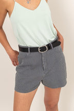 SHT 193 - Pinstripe High Waist Shorts