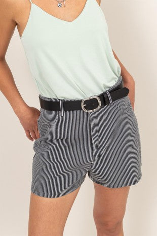 SHT 193 - Pinstripe High Waist Shorts