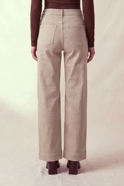 P 873 - Front Pocket Wide Leg Jeans