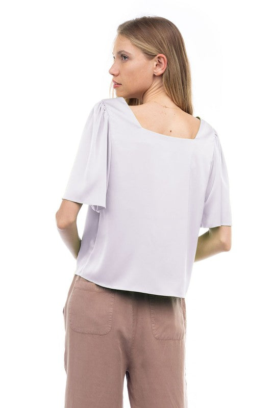 CT 2797 - Cropped Short Sleeve Blouse