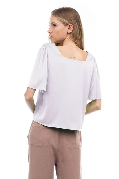 CT 2797 - Cropped Short Sleeve Blouse