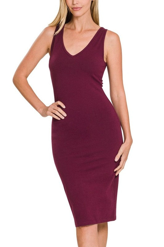 CD 3674 - Sleeveless V-Neck Midi Dress
