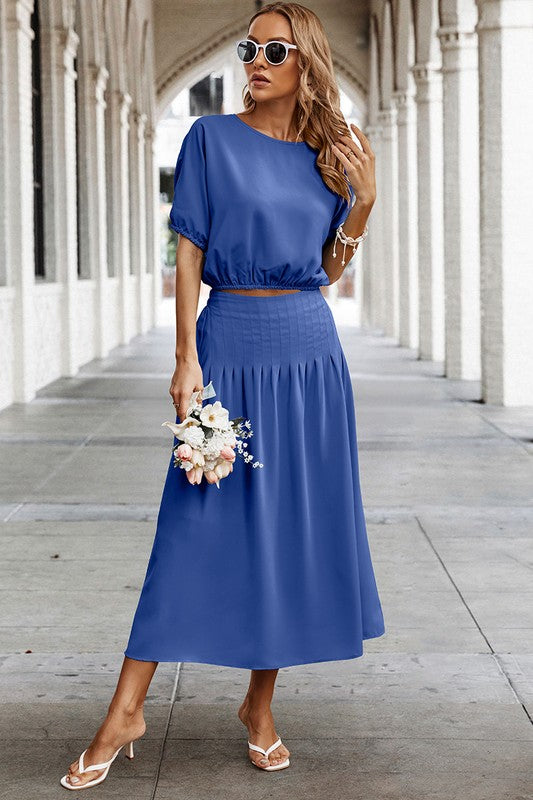 SET 002 - Round Neck Solid Dress Set (Skirt Only)