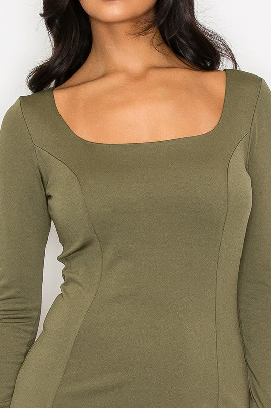 LD 573 - Front Slit Midi Dress