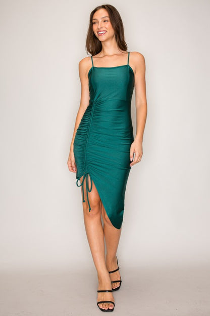 DD 1348 - Asymmetrical Drawstring Mini Dress