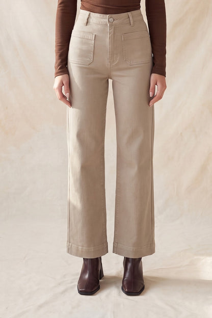 P 873 - Front Pocket Wide Leg Jeans