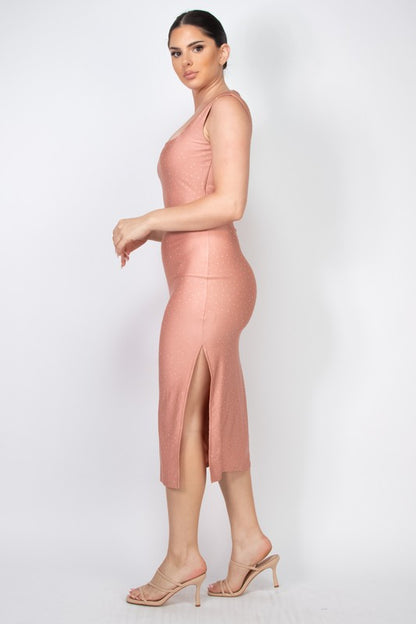 DD 1330 - Rhinestone Studded Slit Dress