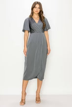 DD 1432 - Flutter Sleeve Wrap Midi Dress