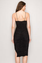 DD 1419 - Rhinestone Ruched Mesh Midi Dress