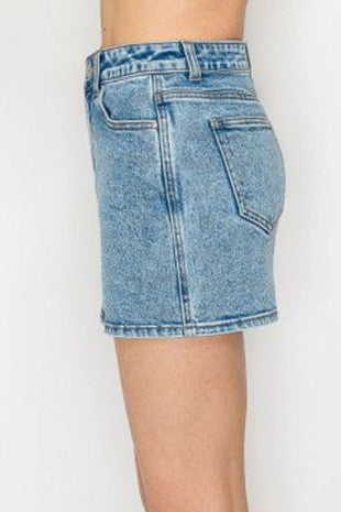 SKT 1070 - A Line Denim Mini Skirt