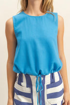 DT 1933 - Sand Washed Sleeveless Crop Top