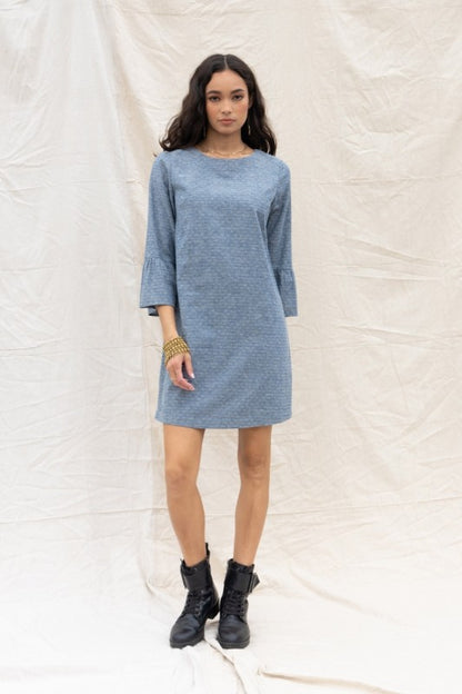 CD 3679 - Ruffle Sleeve Shift Dress