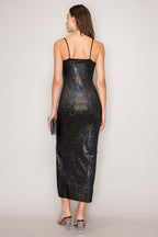 LD 643 - Metallic Velvet Maxi Dress