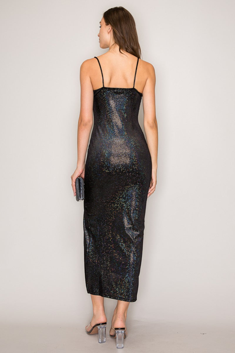 LD 643 - Metallic Velvet Maxi Dress