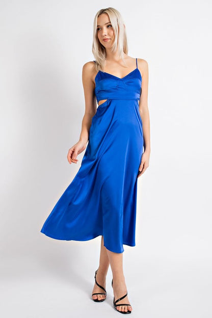 LD 629 - Satin Cutout Maxi Dress