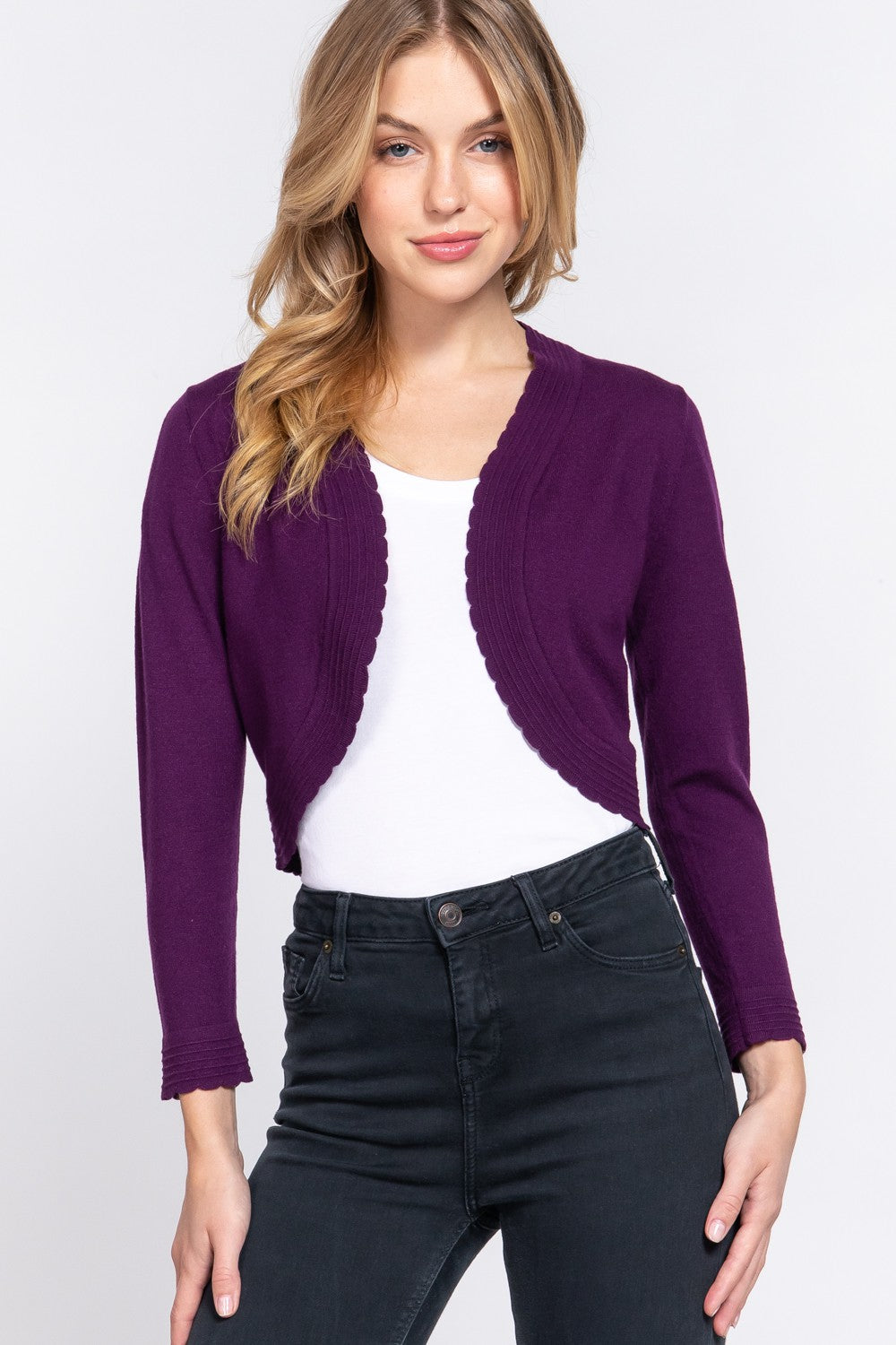 SWT 048 - Scallop Hem Bolero Cardigan