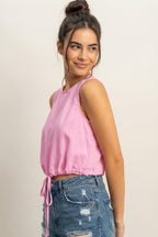 DT 1933 - Sand Washed Sleeveless Crop Top