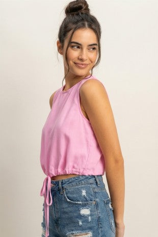 DT 1933 - Sand Washed Sleeveless Crop Top