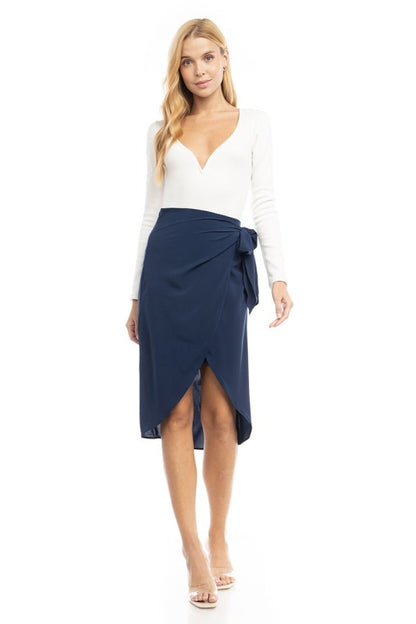 SKT 973 - Wrap Midi Skirt