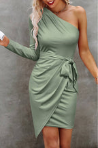 CD 3699 - One Shoulder Cross Fit Dress