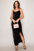 LD 607 - Glittery Velvet Maxi Dress