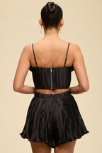 SET 086 - Satin Corset Ruffle Top
