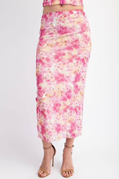 SET 039 - Lined Mesh Maxi Skirt