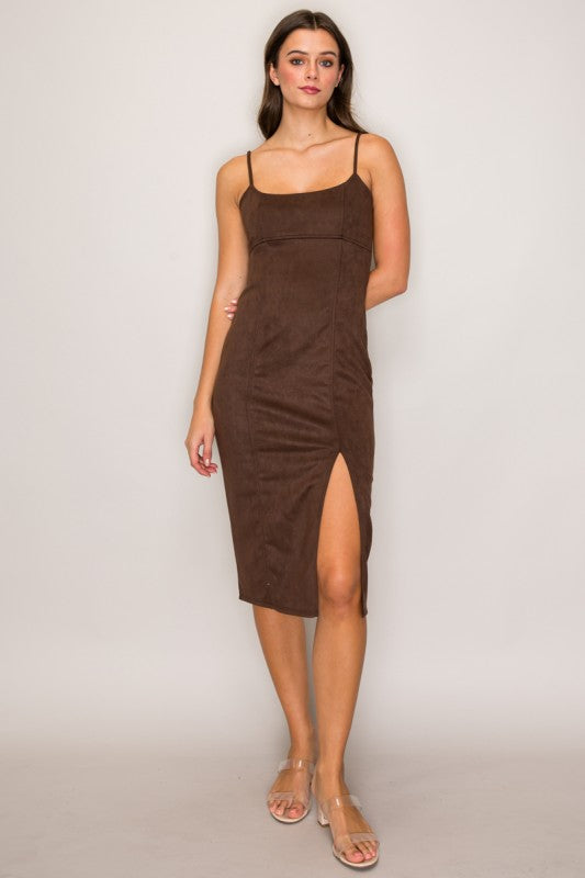 DD 1355 - Stretchy Suede Midi Dress