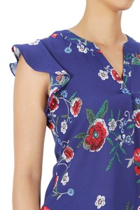 CT 2869 - Floral Print Short Flutter Sleeve Top