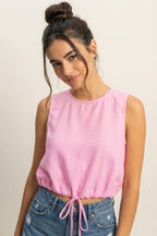 DT 1933 - Sand Washed Sleeveless Crop Top