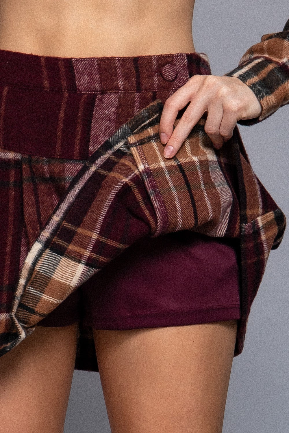 SKT 1095 - Brushed Plaid Pleated Skirt