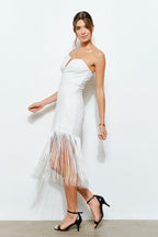 DD 1385 - Cutout Neckline Fringe Dress