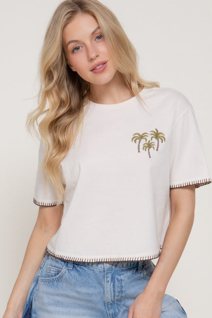 CT 2840 - Short Sleeve Embroidered Jersey Top