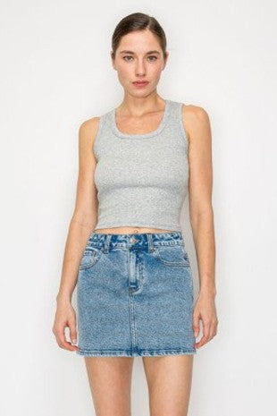 SKT 1070 - A Line Denim Mini Skirt