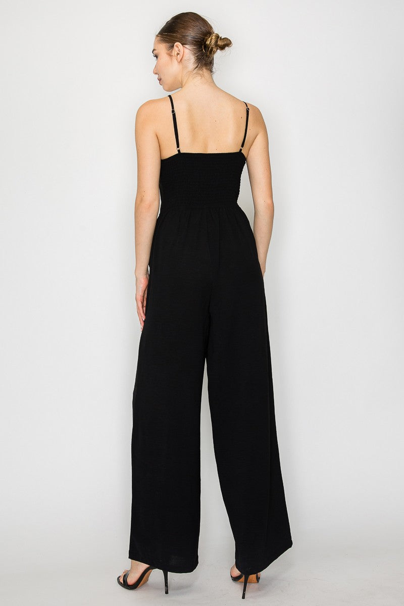 JS 135 - Smocked Wide Leg Jumpsuit