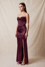 GOWN 435 - Side Slit Satin Corset Dress