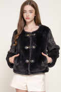 JCT 046 - Long Sleeve Round Neck Faux Fur Jacket